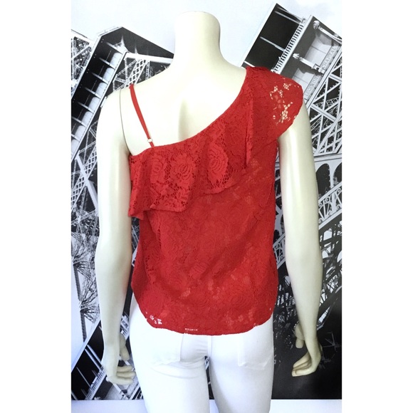 Red Lace One Shoulder Top From MINE - Picture 3 of 5